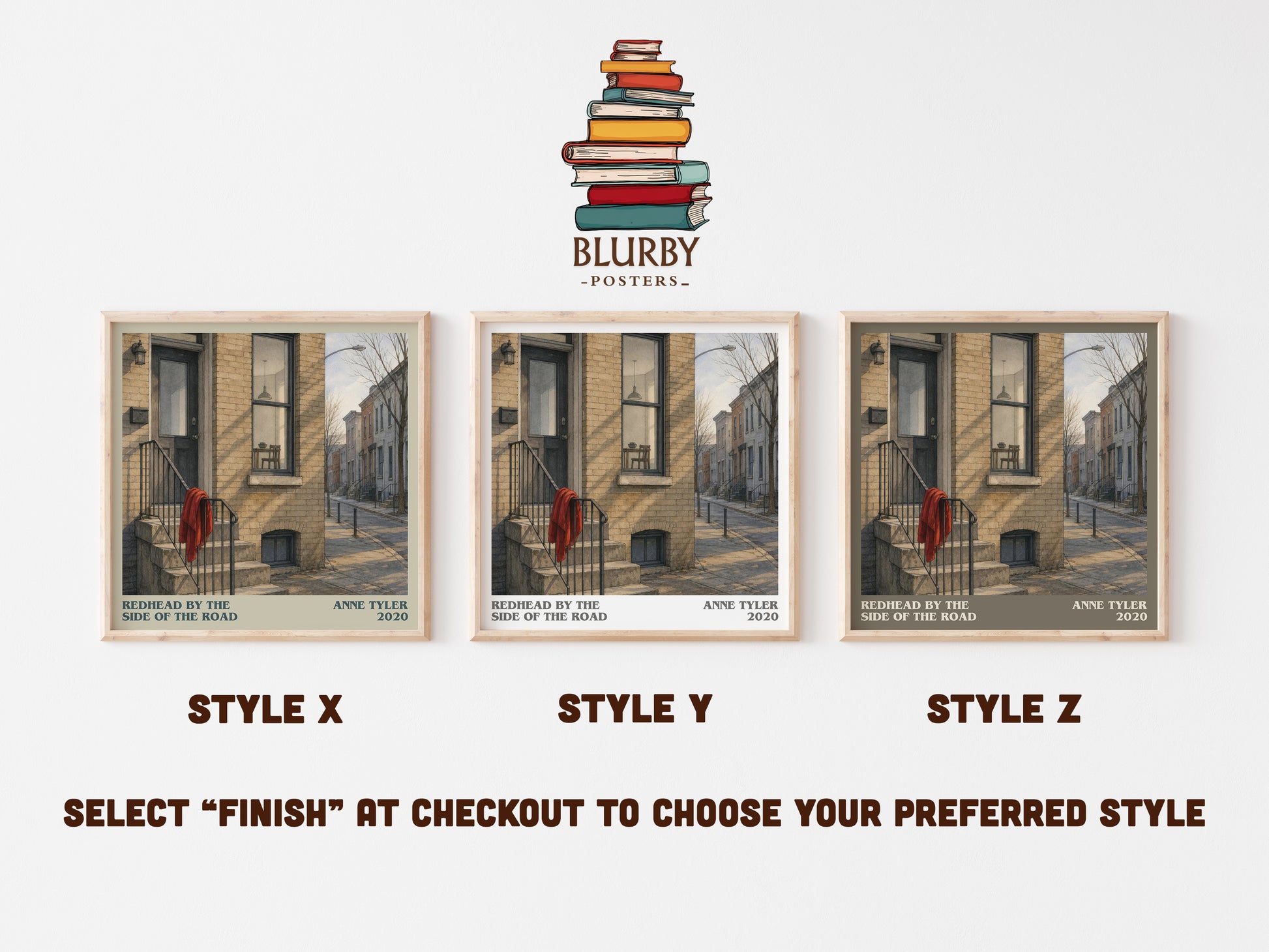 Redhead By The Side Of The Road literary print in frame leaning in hallway – contemporary fiction wall art