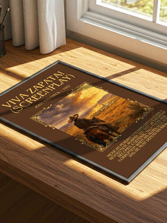 Viva Zapata! (Screenplay) Minimalist Book Poster by John Steinbeck – print on a sunlit desk