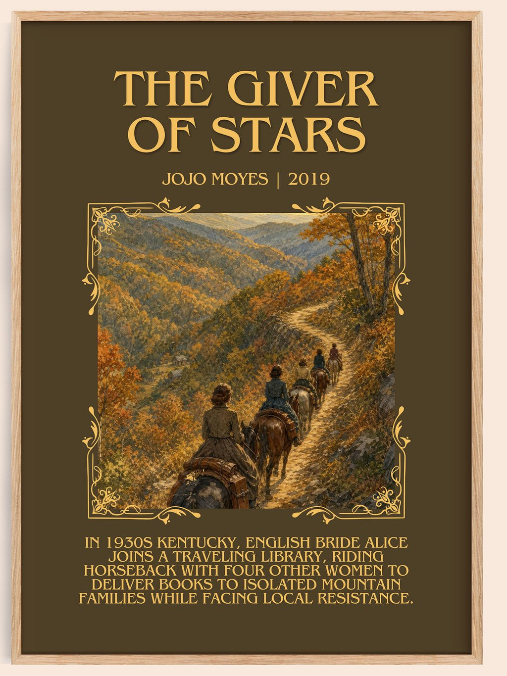 The Giver Of Stars Minimalist Book Poster by Jojo Moyes – book poster