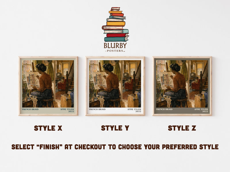 French Braid literary print in frame leaning in hallway – literary fiction wall art