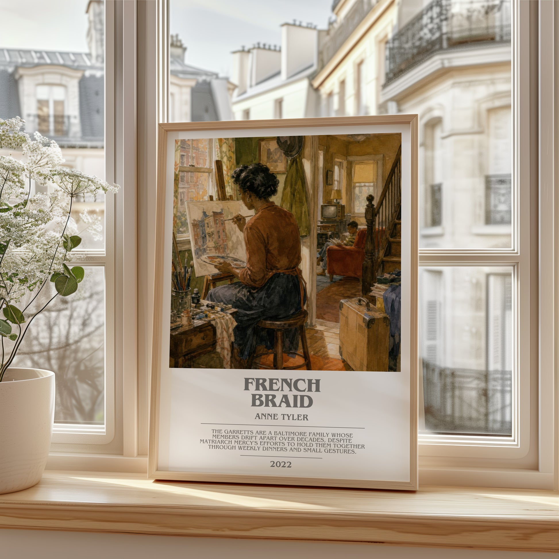 French Braid bookish poster colour and style options – Anne Tyler book art