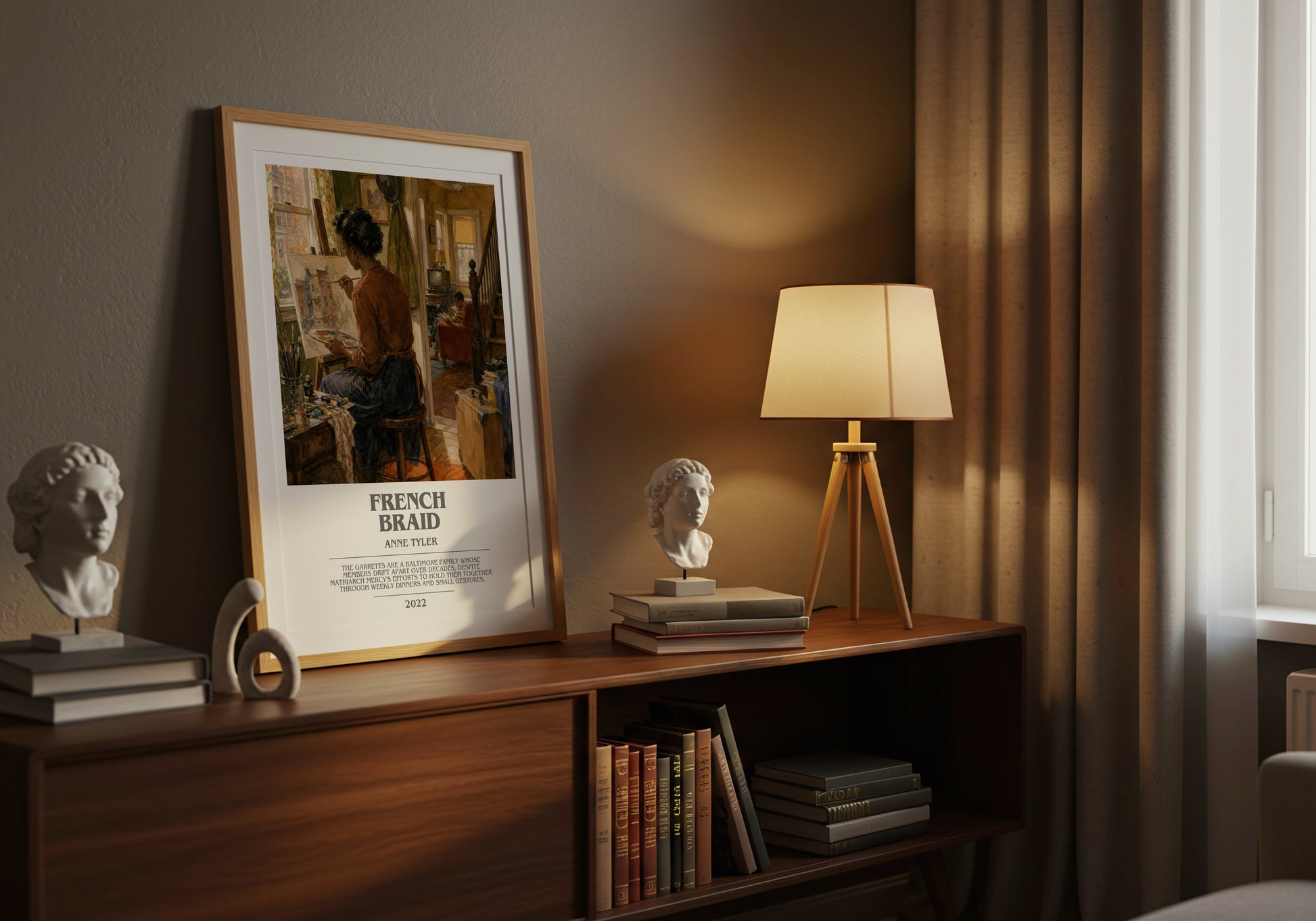 French Braid bookish book poster framed on wall – literary fiction wall art