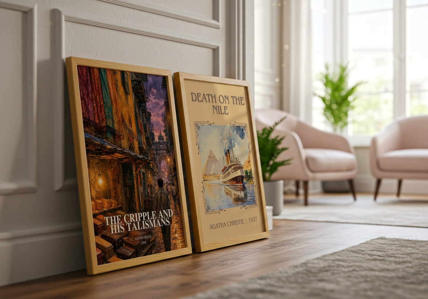The Cripple And His Talismans watercolour print framed by window – literary home decor