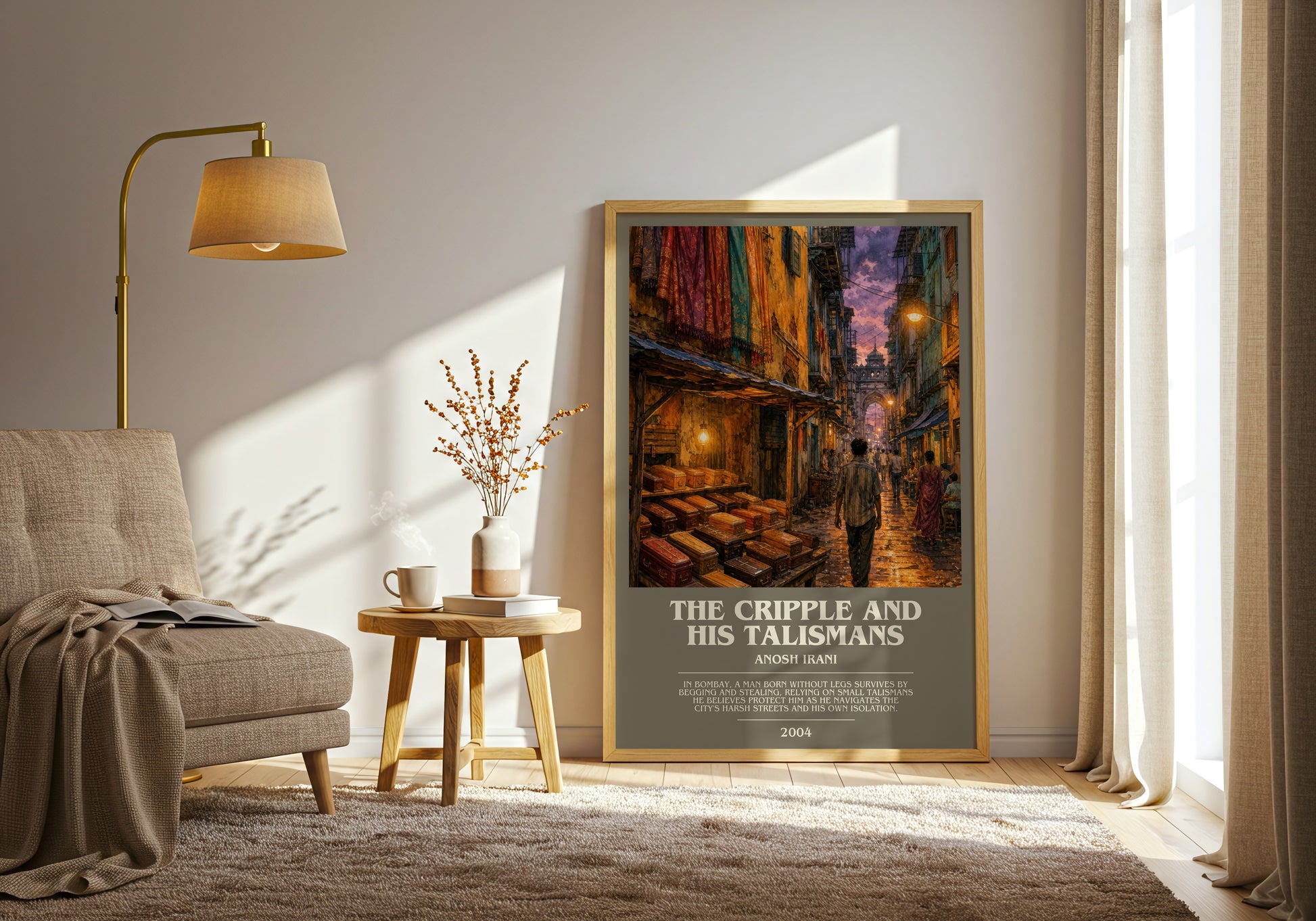 The Cripple And His Talismans bookish print on bookshelf – Anosh Irani fan gift