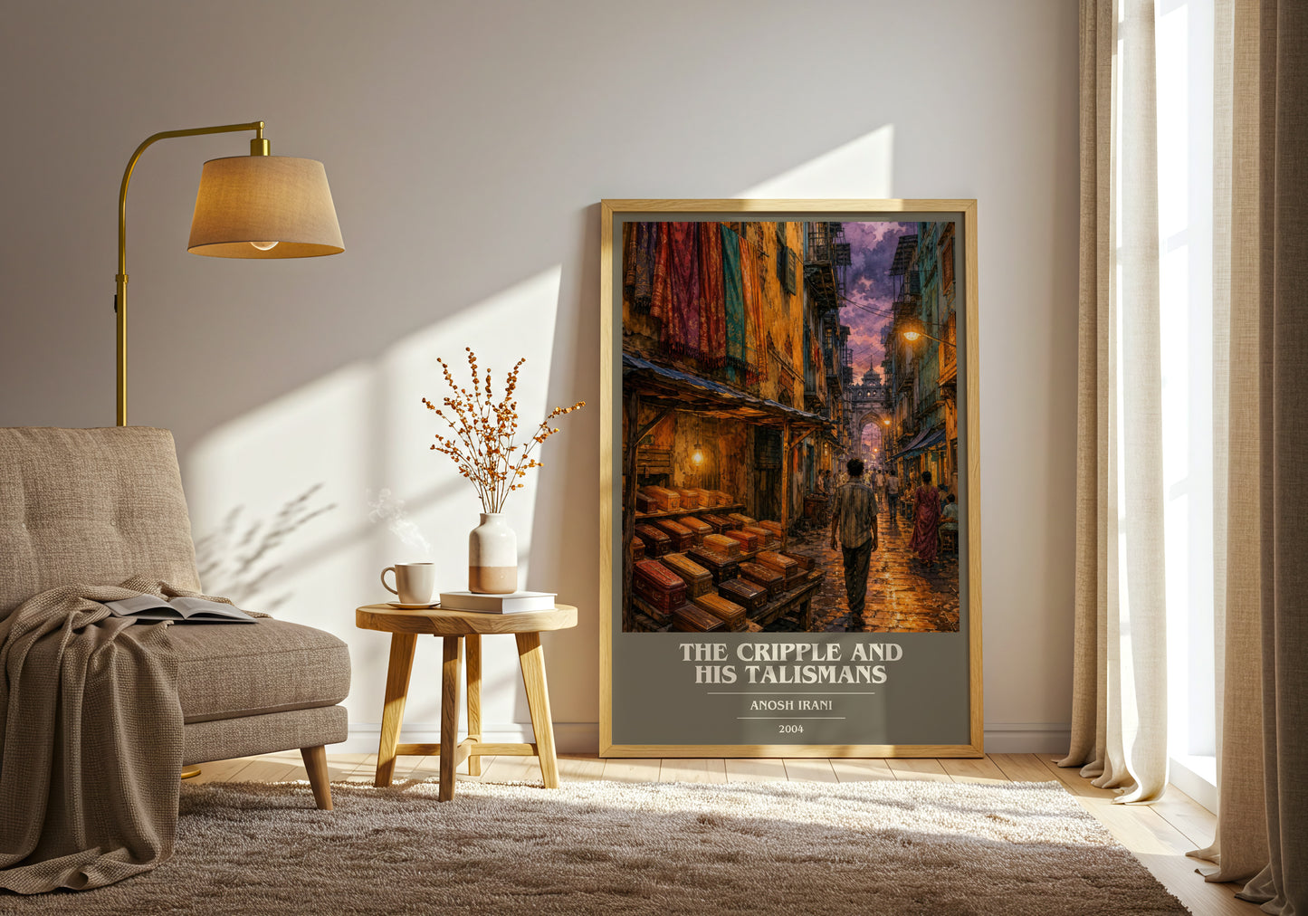 The Cripple And His Talismans book cover print on bookshelf – Anosh Irani fan gift