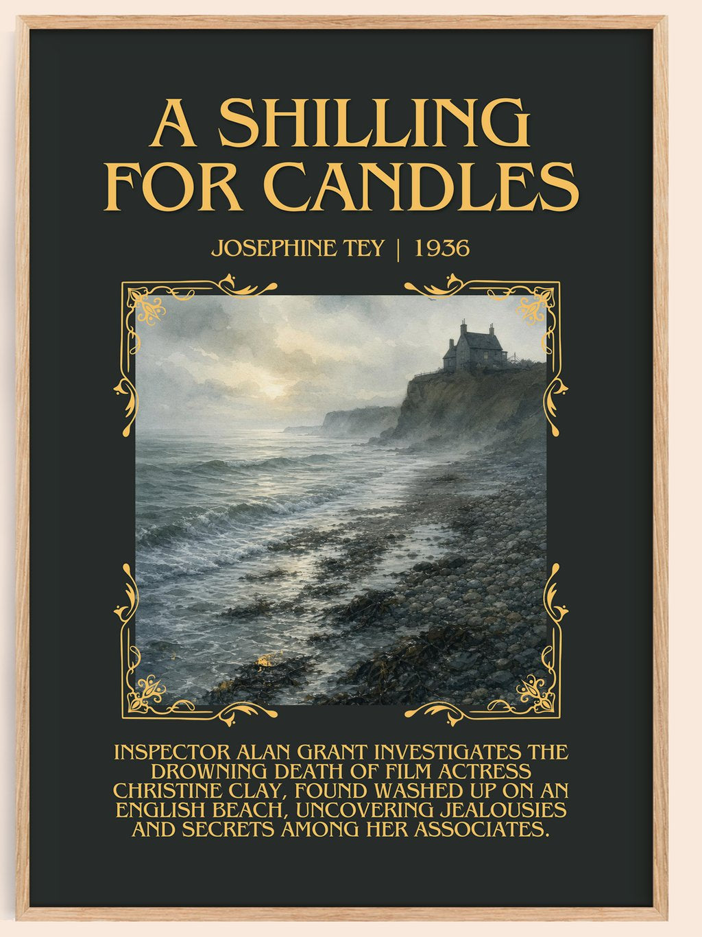 A Shilling For Candles Minimalist Book Poster by Josephine Tey – book poster