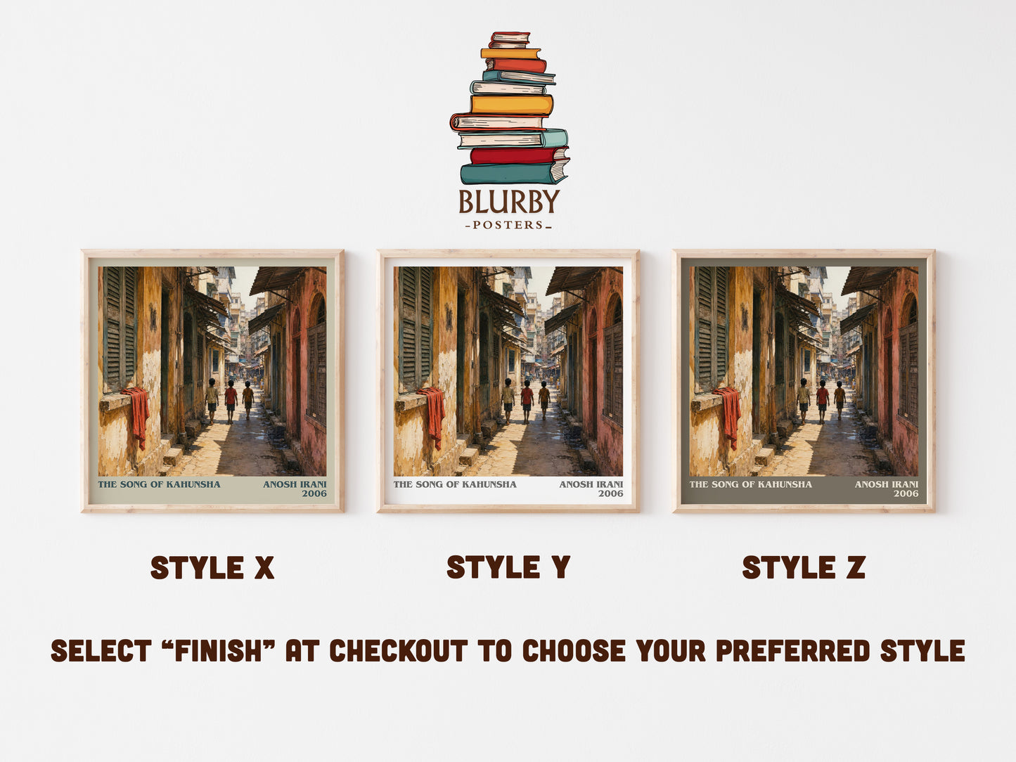 The Song Of Kahunsha literary print in frame leaning in hallway – literary fiction wall art