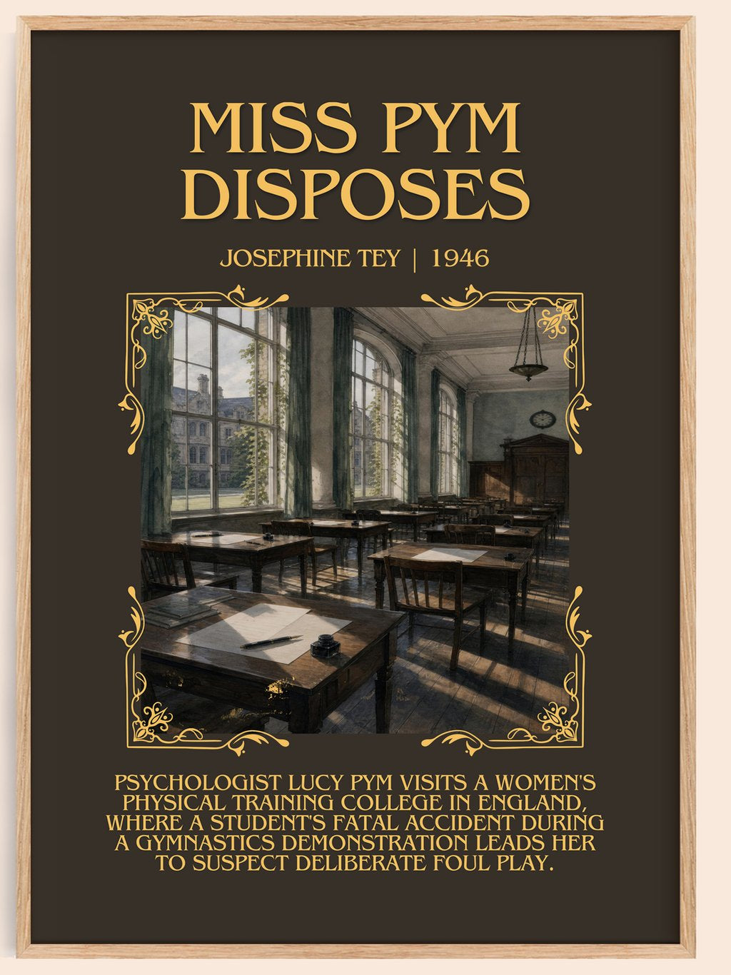 Miss Pym Disposes Minimalist Book Poster by Josephine Tey – book poster