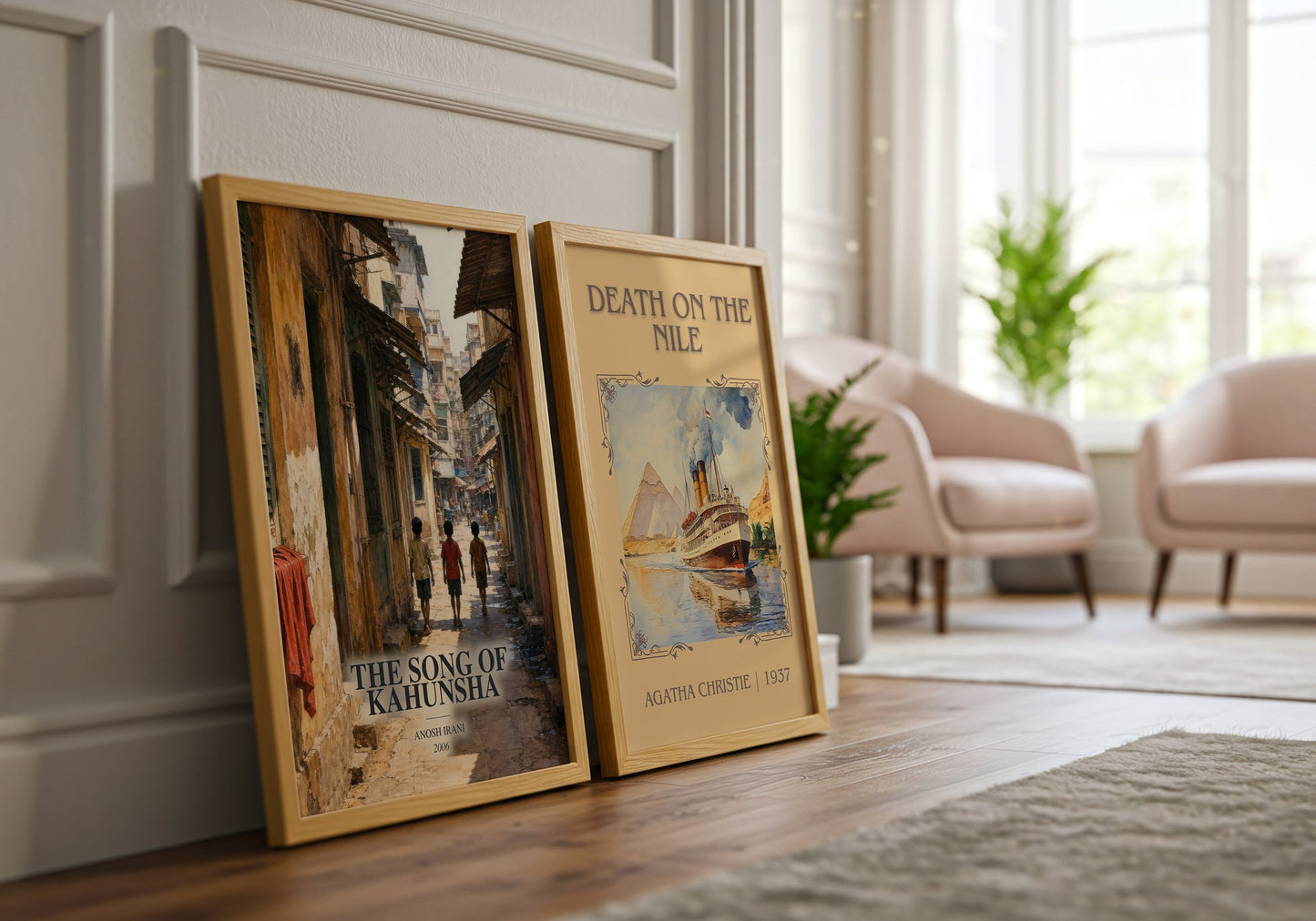 The Song Of Kahunsha watercolour print framed by window – literary home decor