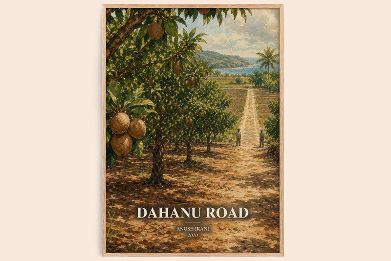 Dahanu Road watercolour book poster by Anosh Irani – framed literary art print