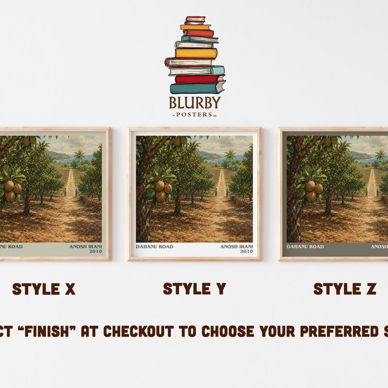 Dahanu Road literary print in frame leaning in hallway – literary fiction wall art
