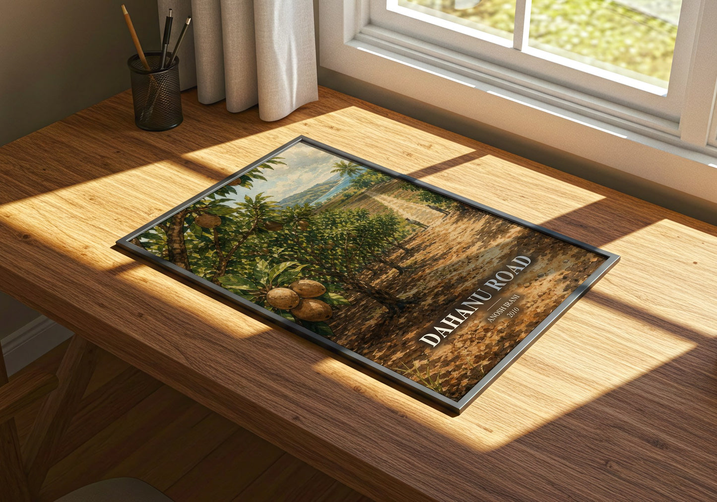 Dahanu Road watercolour book poster framed on wall – literary fiction wall art