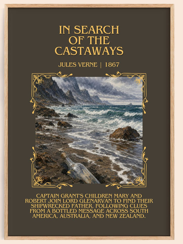 In Search Of The Castaways Minimalist Book Poster by Jules Verne