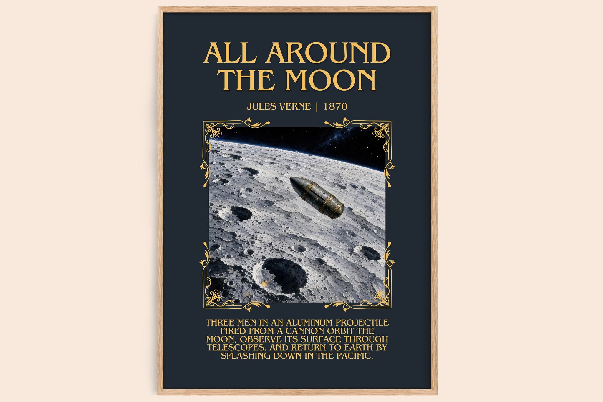 All Around The Moon Minimalist Book Poster by Jules Verne