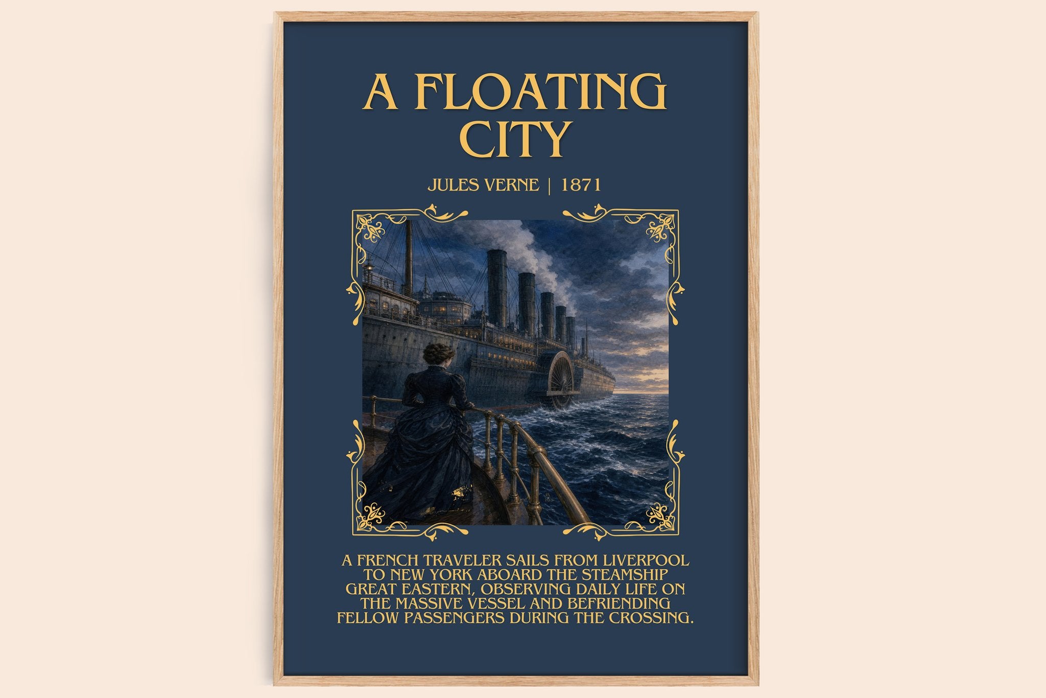A Floating City Minimalist Book Poster by Jules Verne