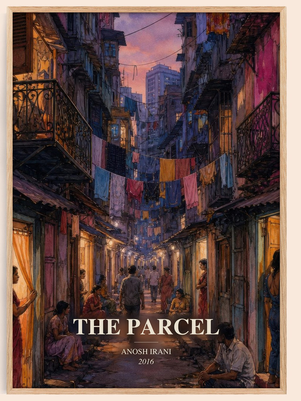 The Parcel watercolour book poster by Anosh Irani – framed literary art print