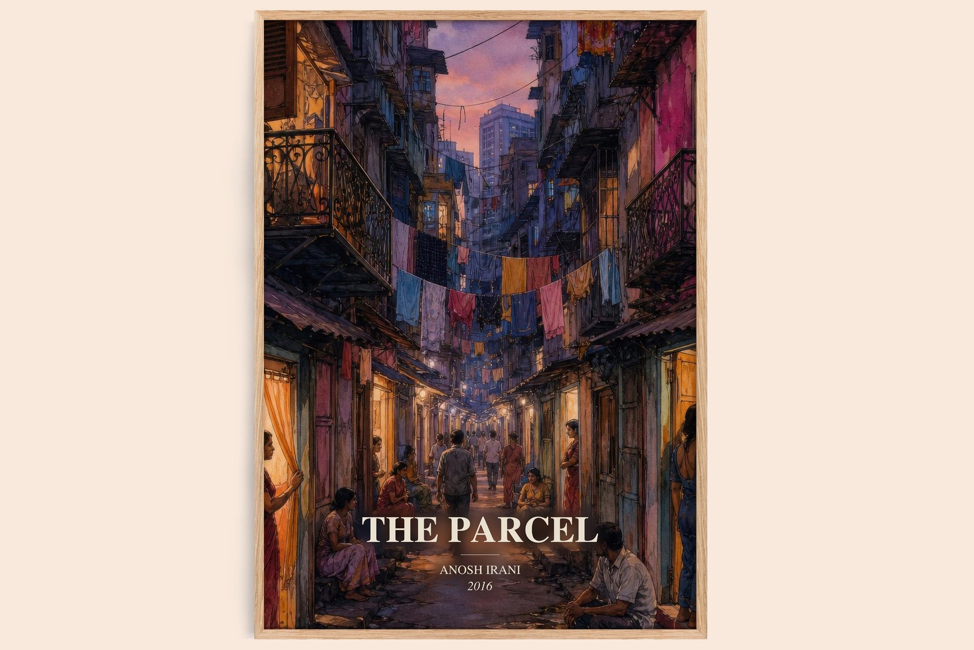 The Parcel watercolour book poster by Anosh Irani – framed literary art print