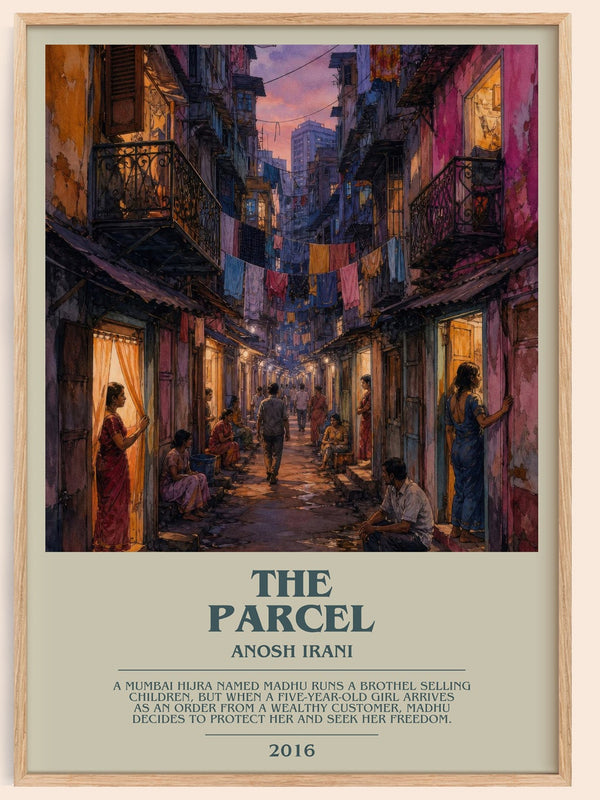 The Parcel bookish book poster by Anosh Irani – framed literary art print