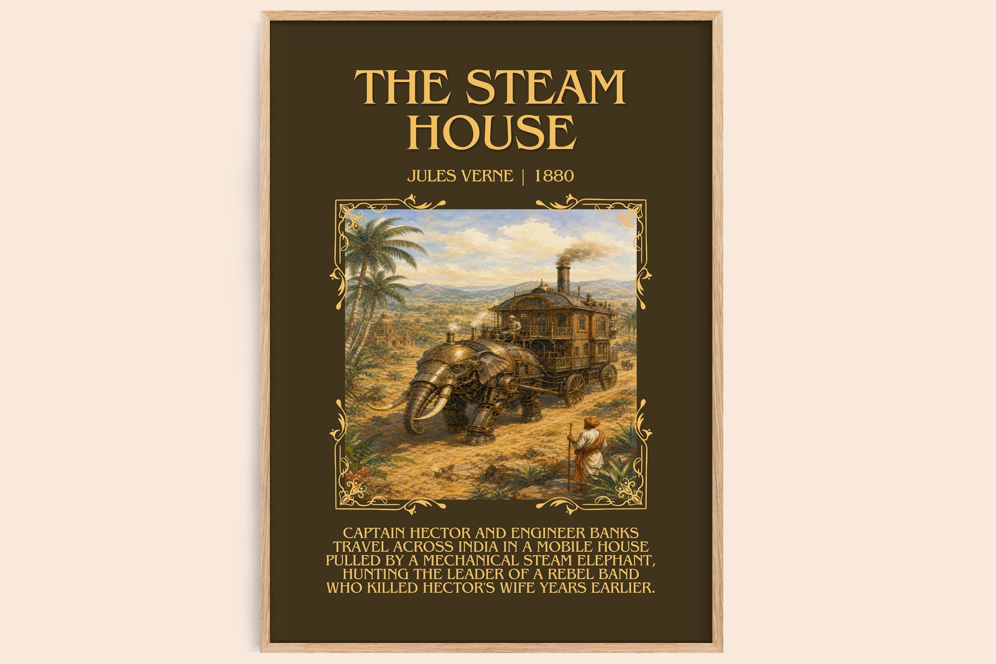 The Steam House Minimalist Book Poster by Jules Verne