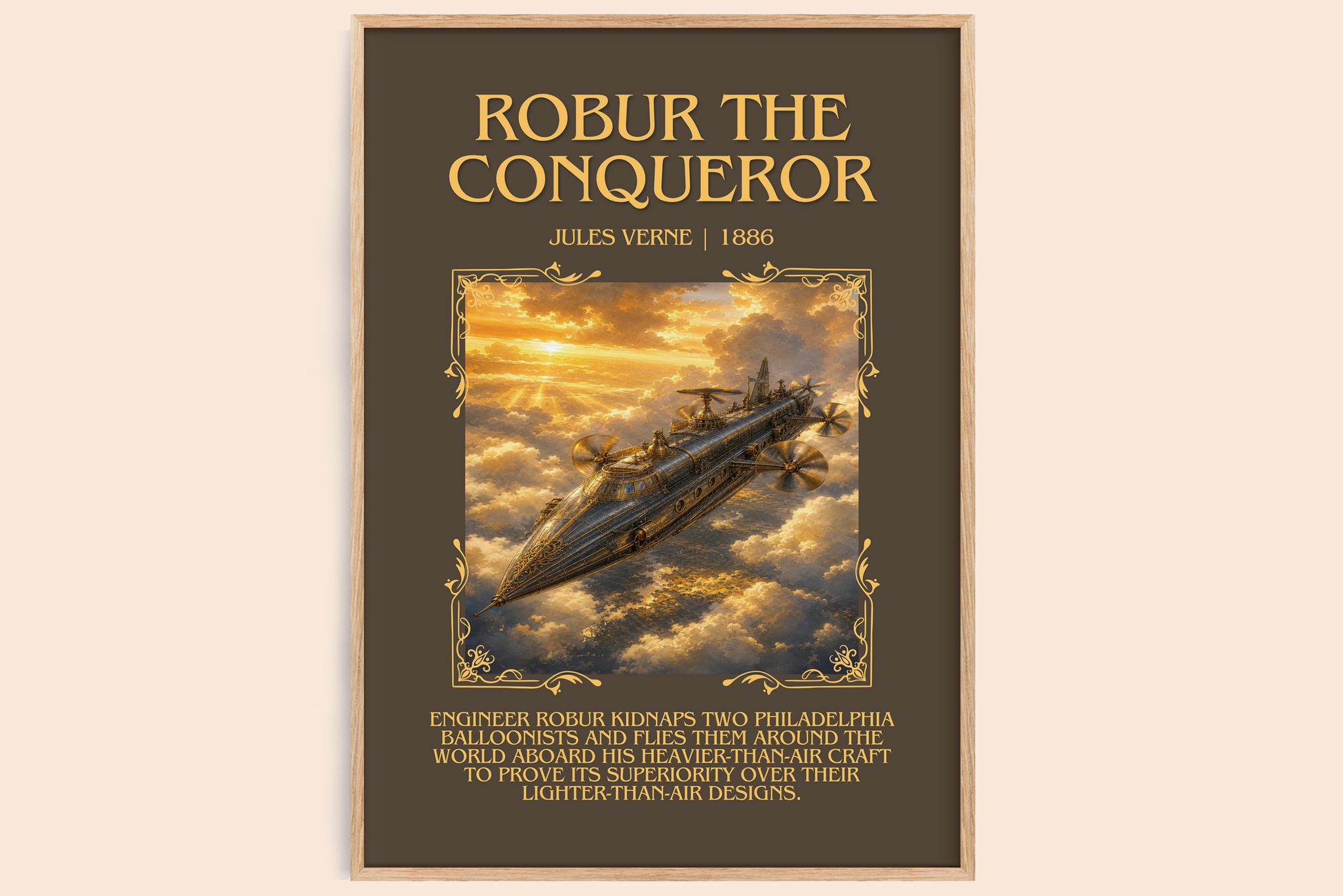 Robur The Conqueror Minimalist Book Poster by Jules Verne