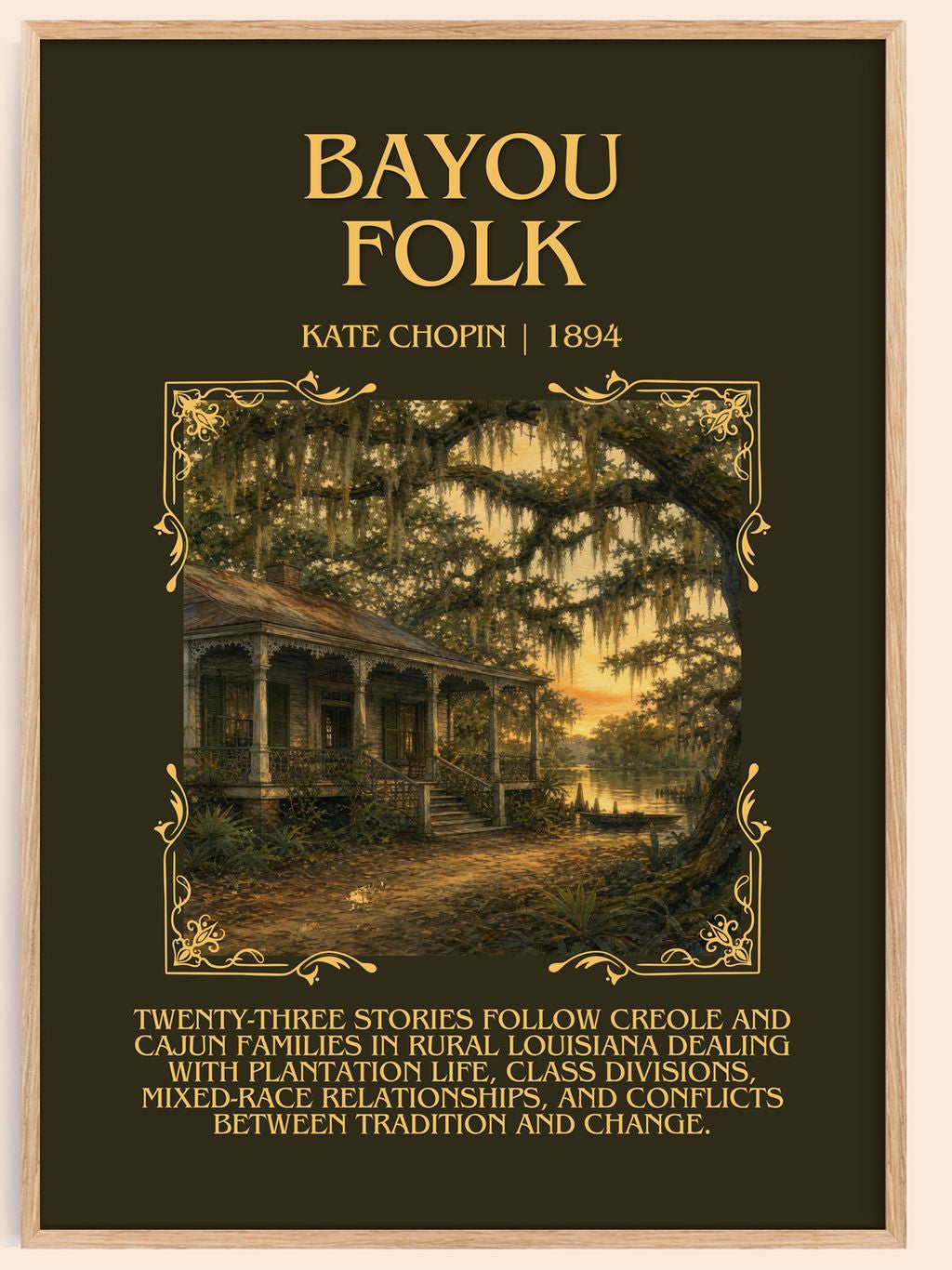 Bayou Folk Minimalist Book Poster by Kate Chopin – book poster