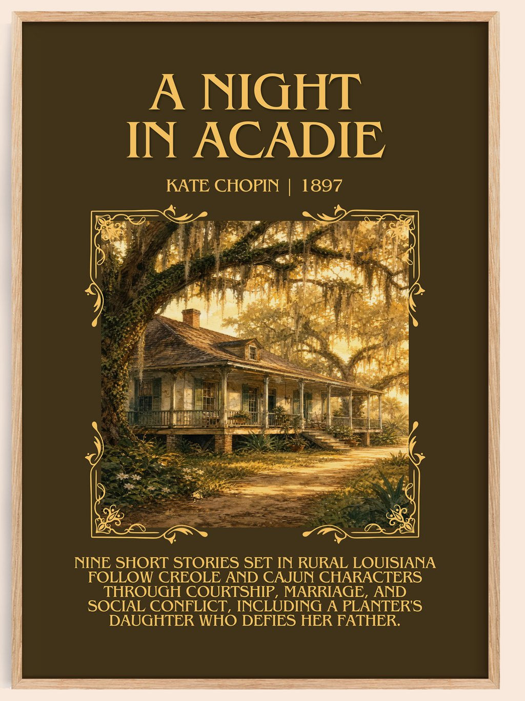 A Night In Acadie Minimalist Book Poster by Kate Chopin – book poster