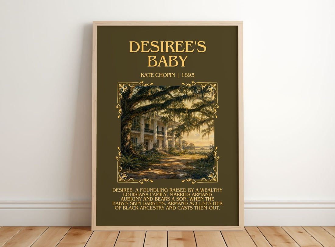 Desiree'S Baby Minimalist Book Poster by Kate Chopin – framed print leaning on a wooden floor