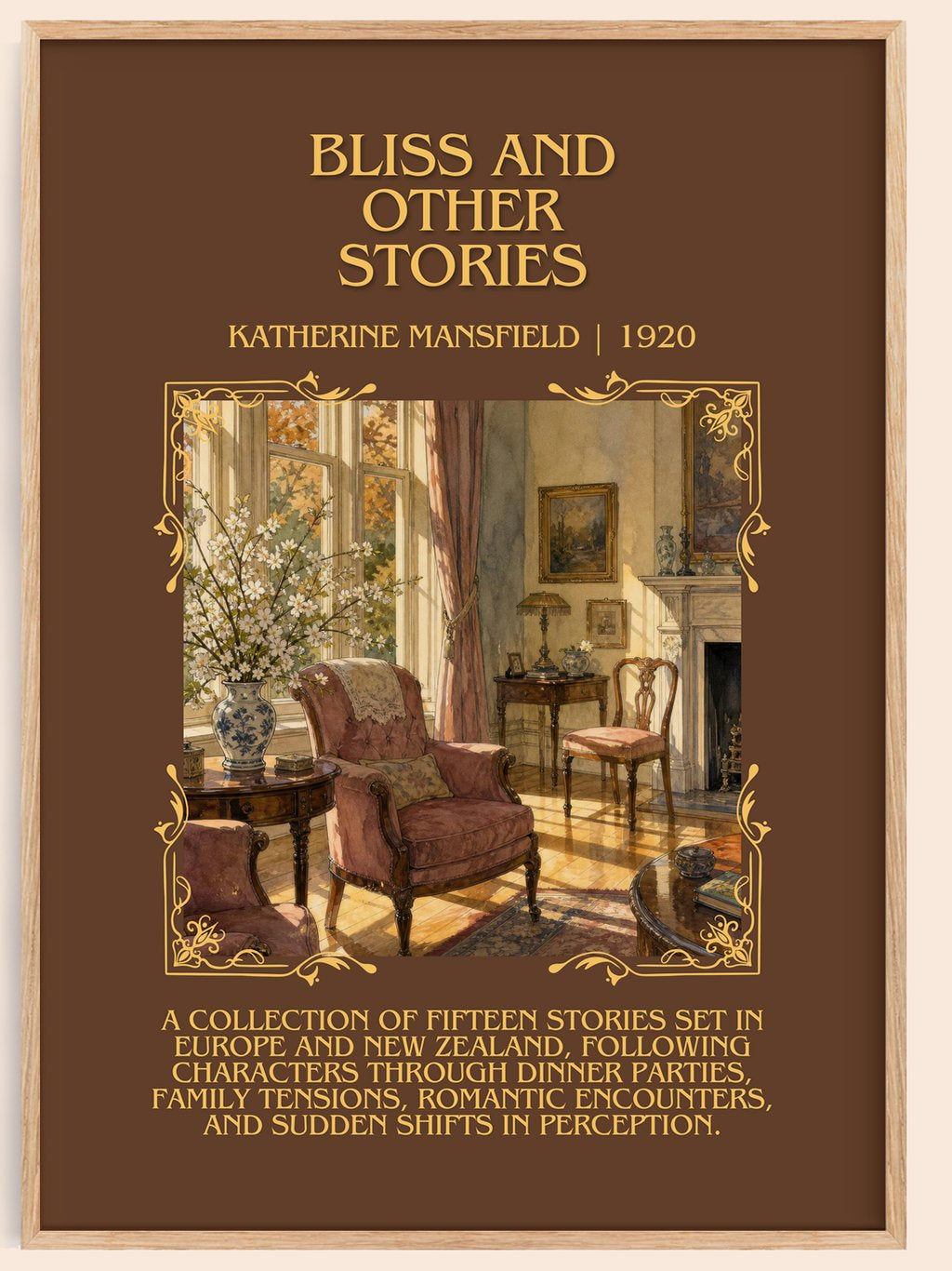 Bliss And Other Stories Minimalist Book Poster by Katherine Mansfield – book poster