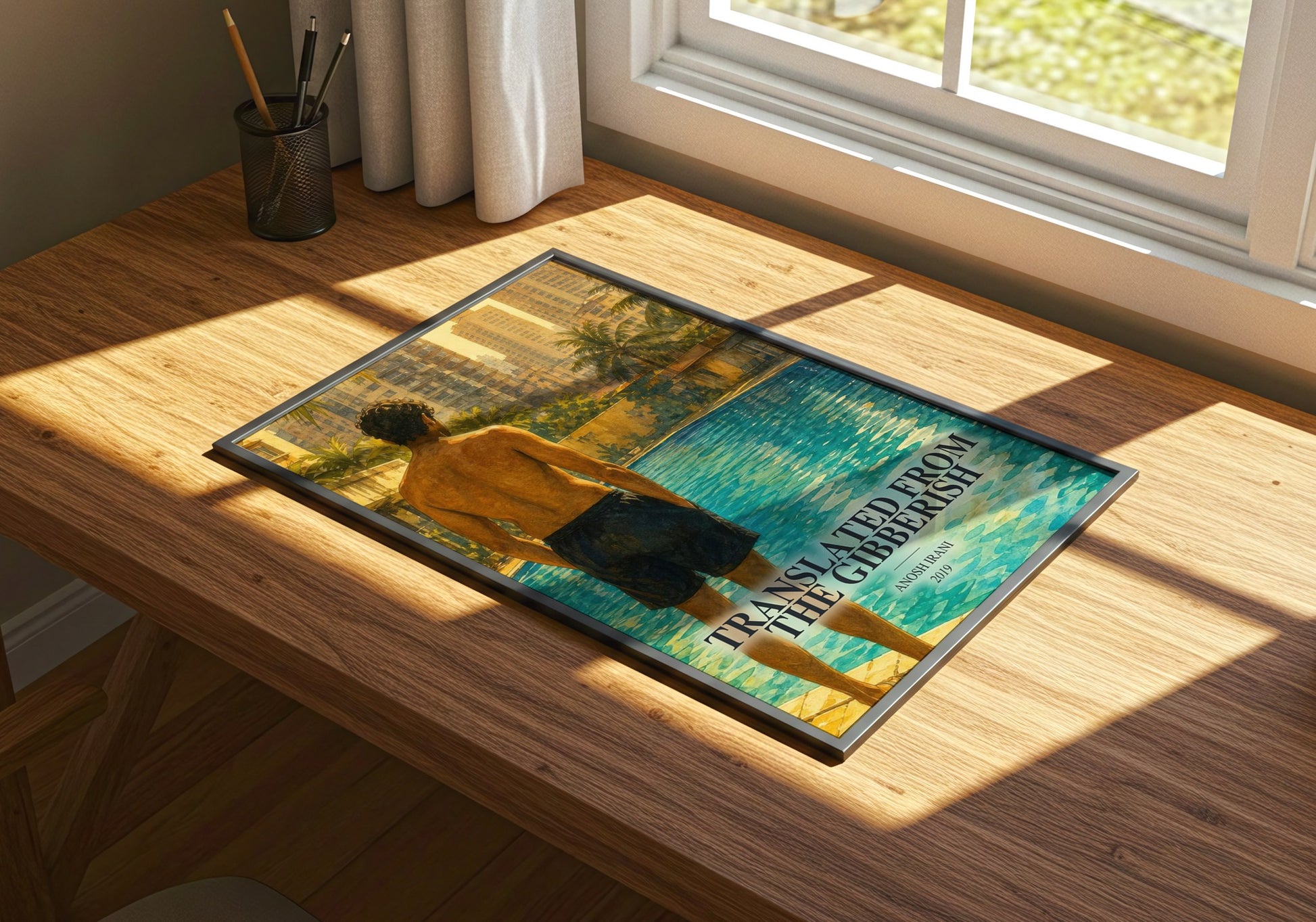 Translated From The Gibberish watercolour book poster framed on wall – literary fiction wall art