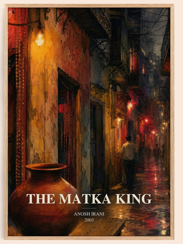 The Matka King watercolour book poster by Anosh Irani – framed literary art print