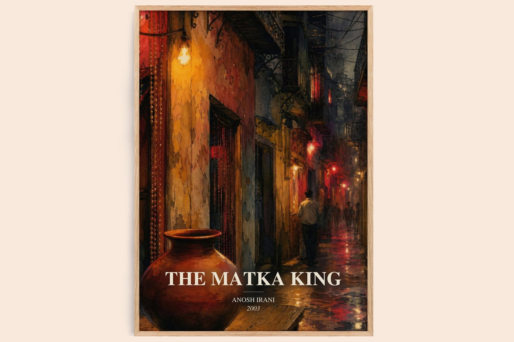 The Matka King watercolour book poster by Anosh Irani – framed literary art print