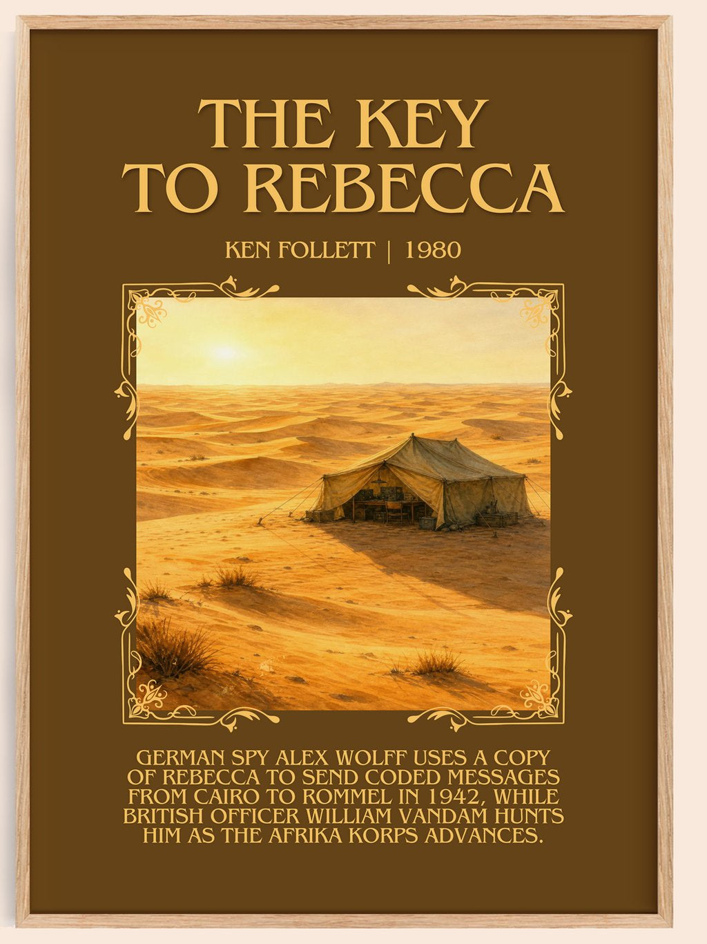The Key To Rebecca Minimalist Book Poster by Ken Follett – book poster
