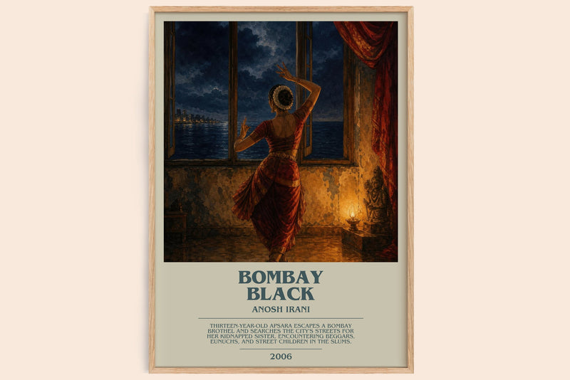 Bombay Black bookish book poster by Anosh Irani – framed literary art print