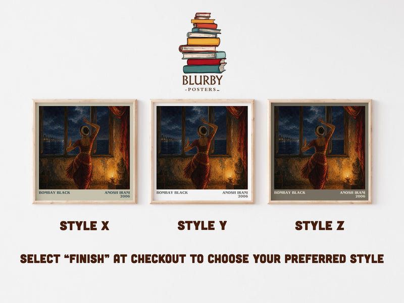 Bombay Black literary print in frame leaning in hallway – literary fiction wall art