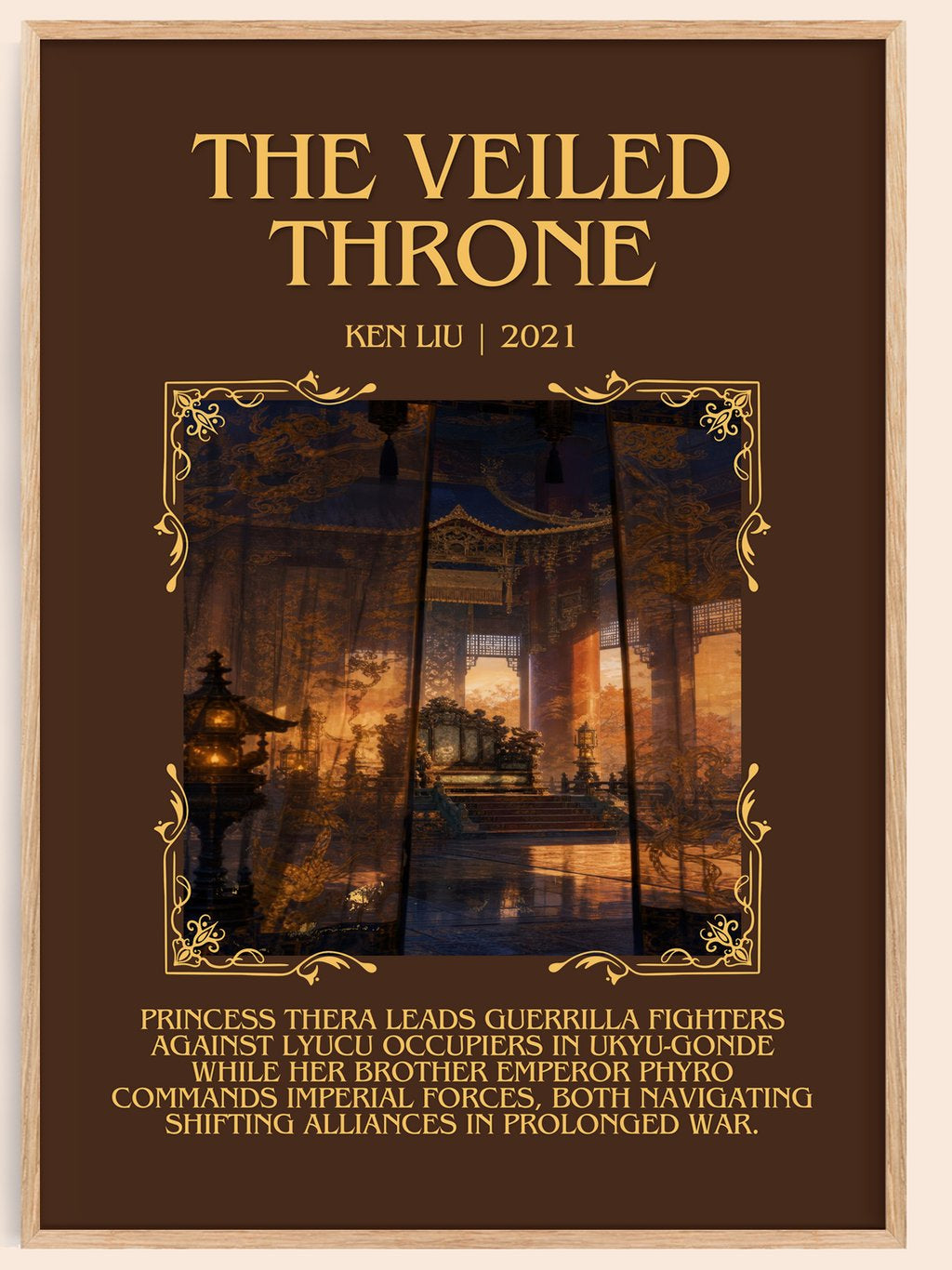 The Veiled Throne Minimalist Book Poster by Ken Liu – book poster