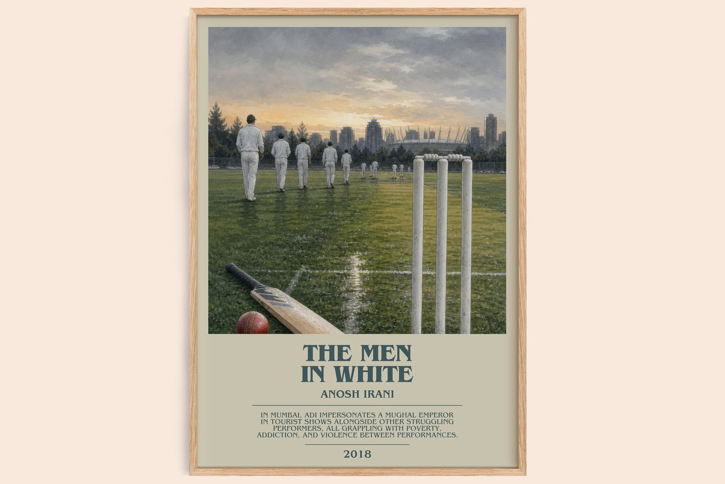 The Men In White bookish book poster by Anosh Irani – framed literary art print