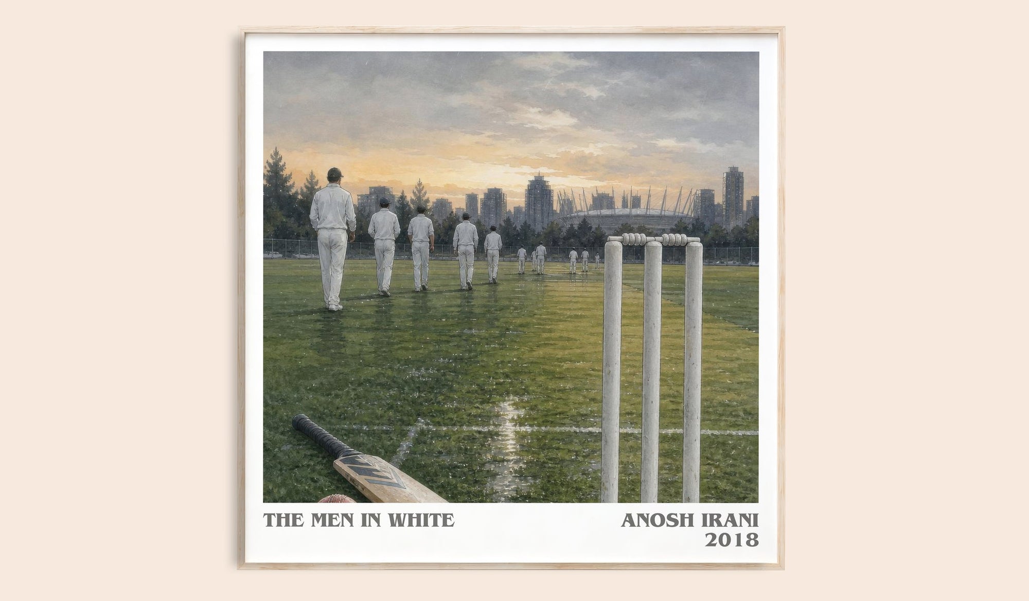 The Men In White literary book poster by Anosh Irani – framed literary art print