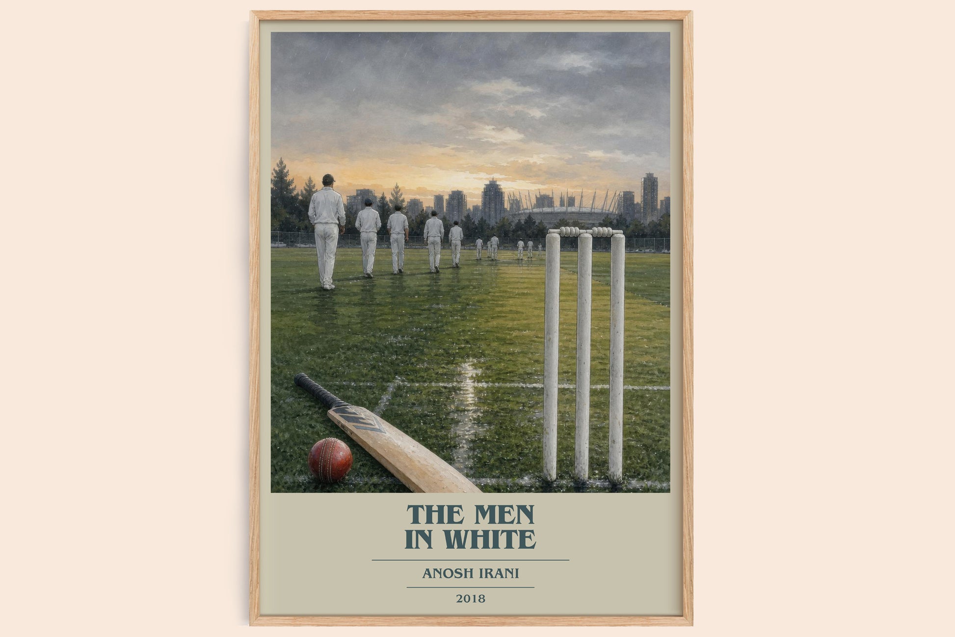 The Men In White book cover book poster by Anosh Irani – framed literary art print