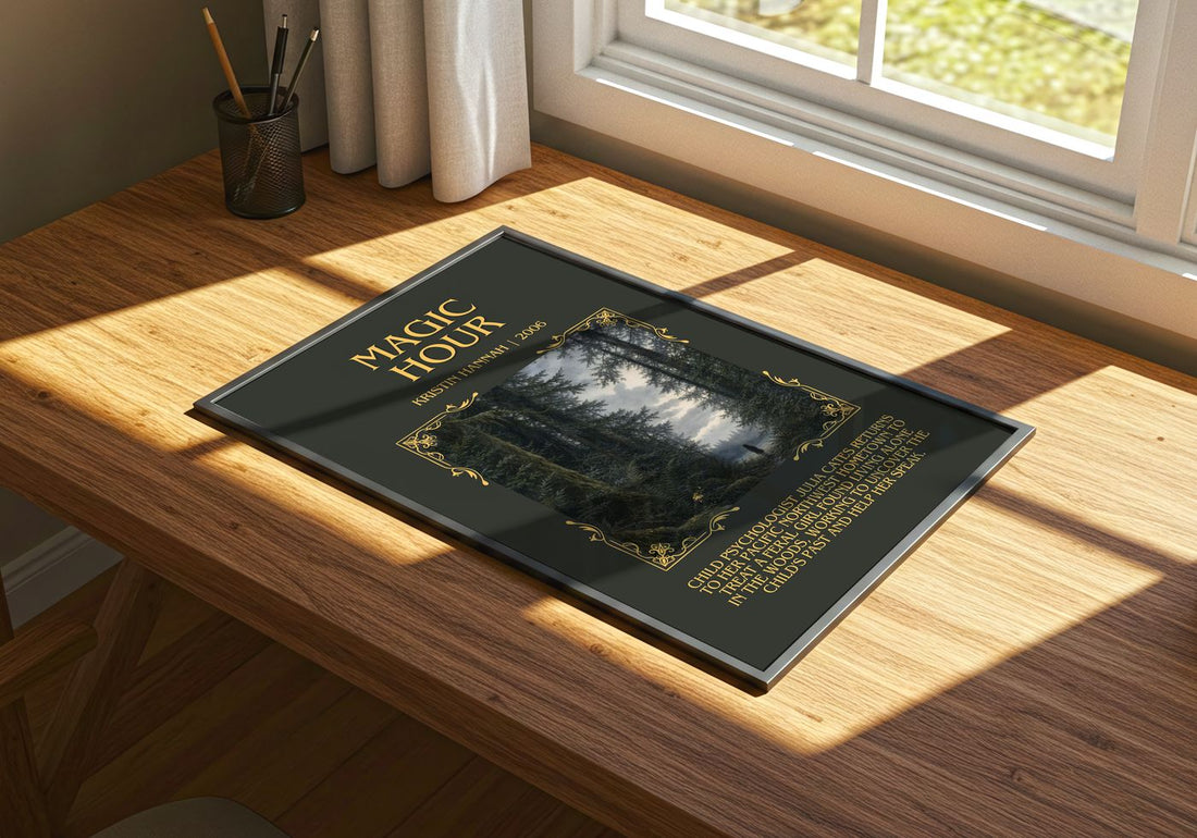 Magic Hour Minimalist Book Poster by Kristin Hannah – print on a sunlit desk