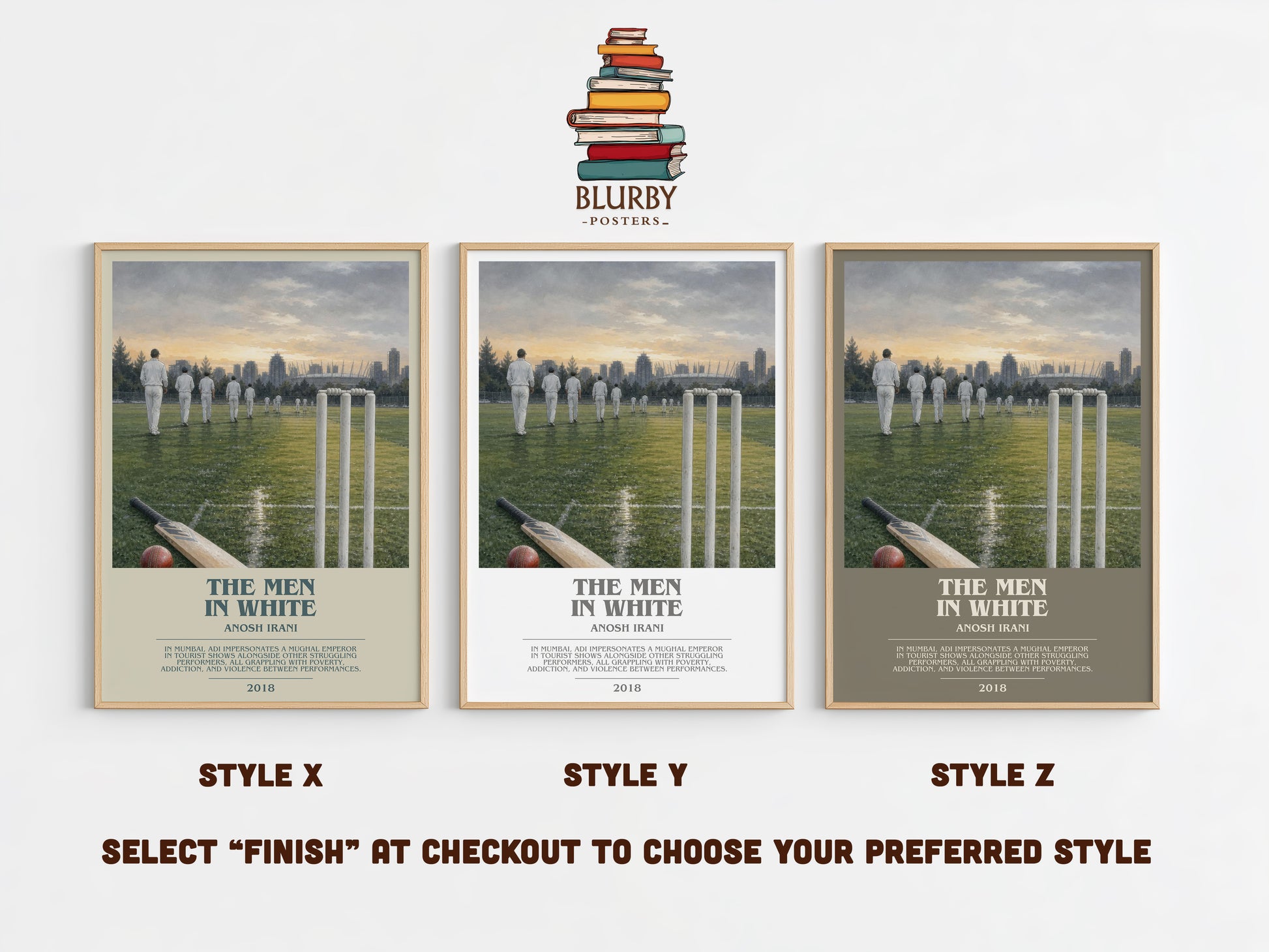 The Men In White bookish print in frame leaning in hallway – literary fiction wall art