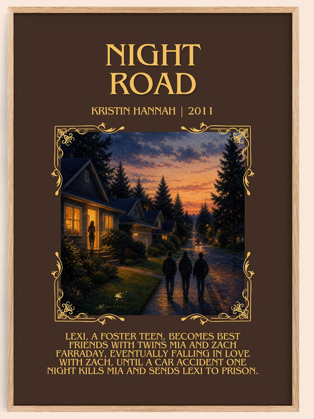 Night Road Minimalist Book Poster by Kristin Hannah