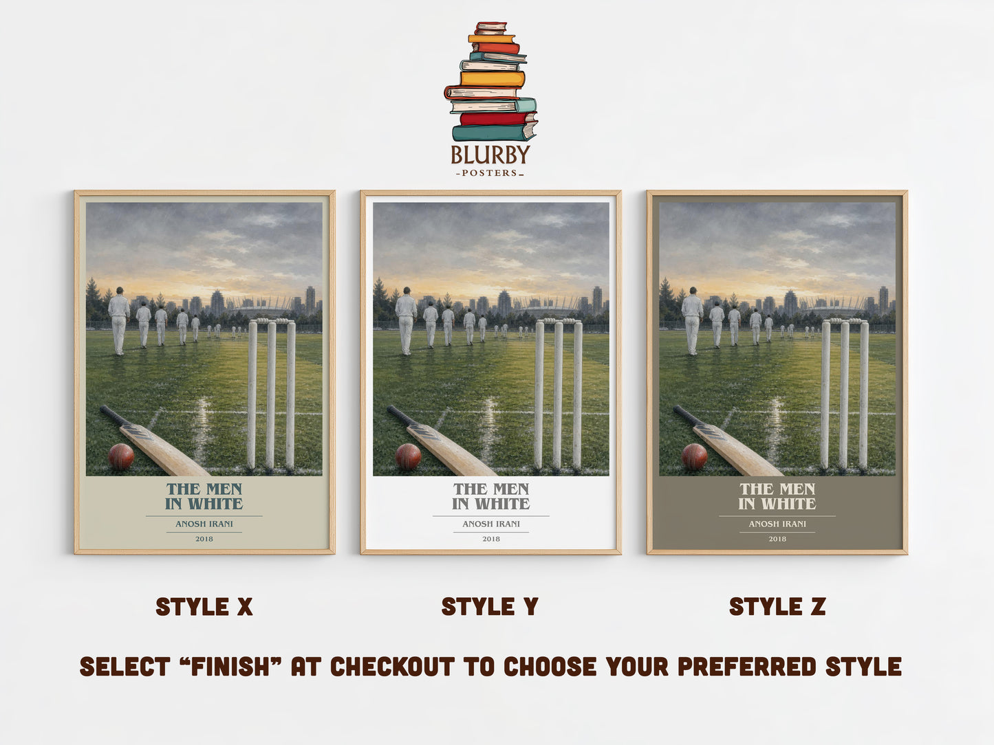 The Men In White book cover print in frame leaning in hallway – literary fiction wall art