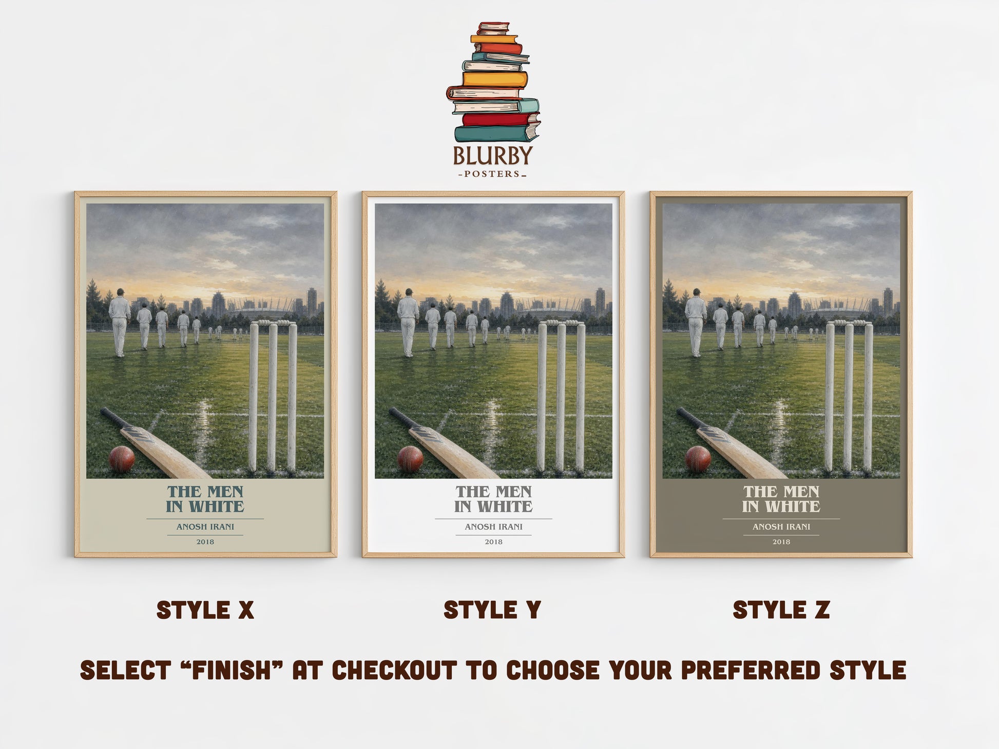 The Men In White book cover print in frame leaning in hallway – literary fiction wall art