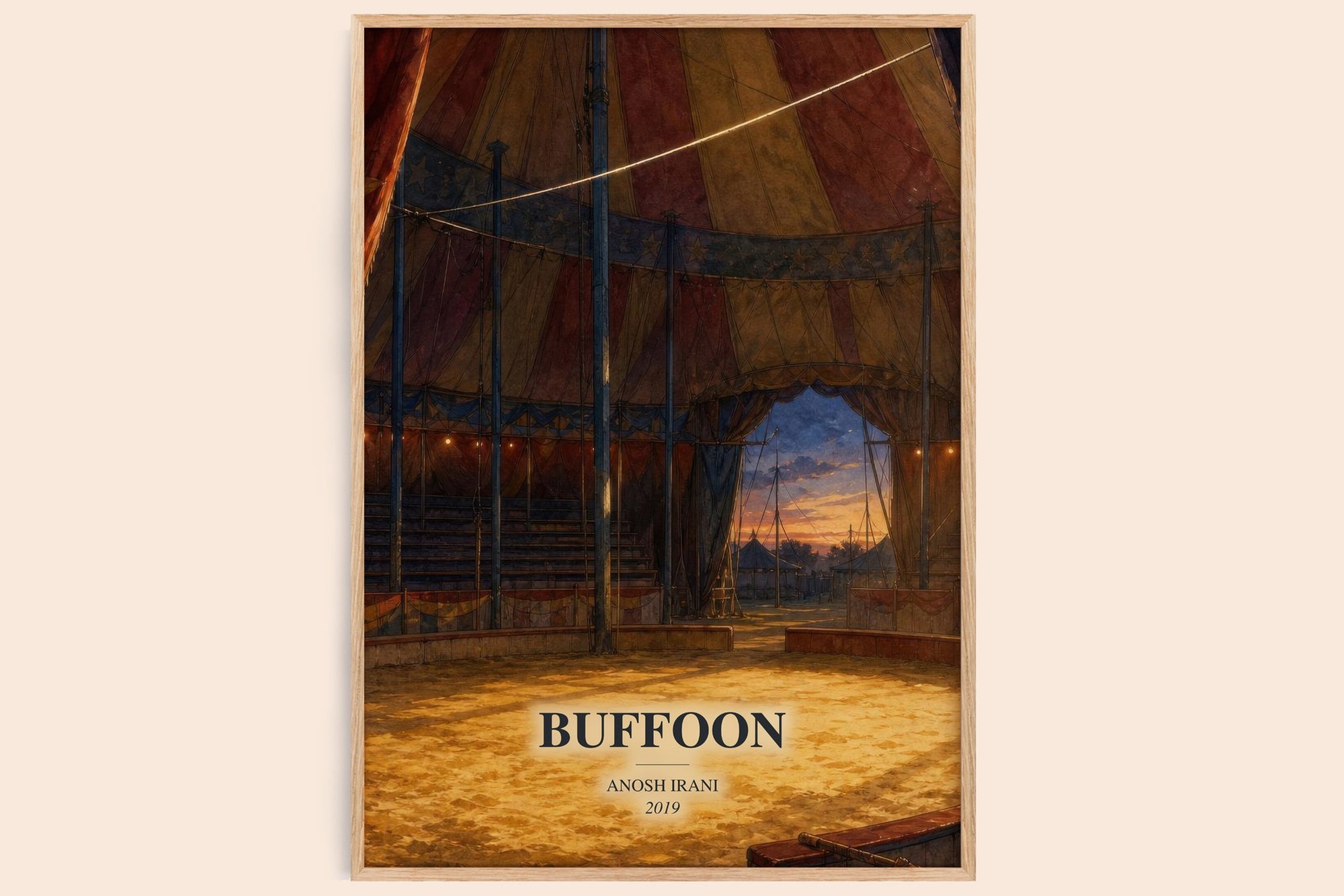 Buffoon watercolour book poster by Anosh Irani – framed literary art print