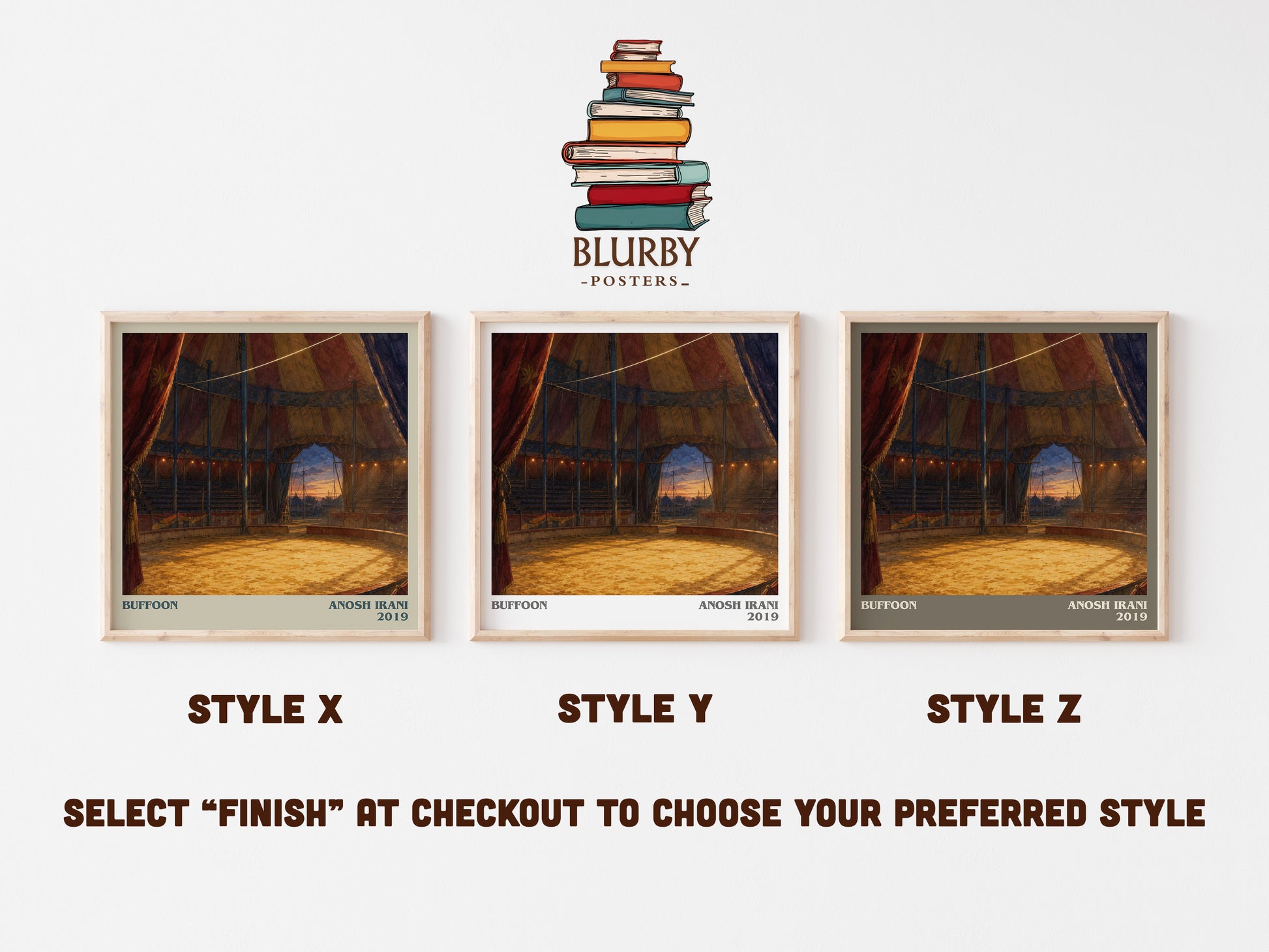 Buffoon literary print in frame leaning in hallway – literary fiction wall art