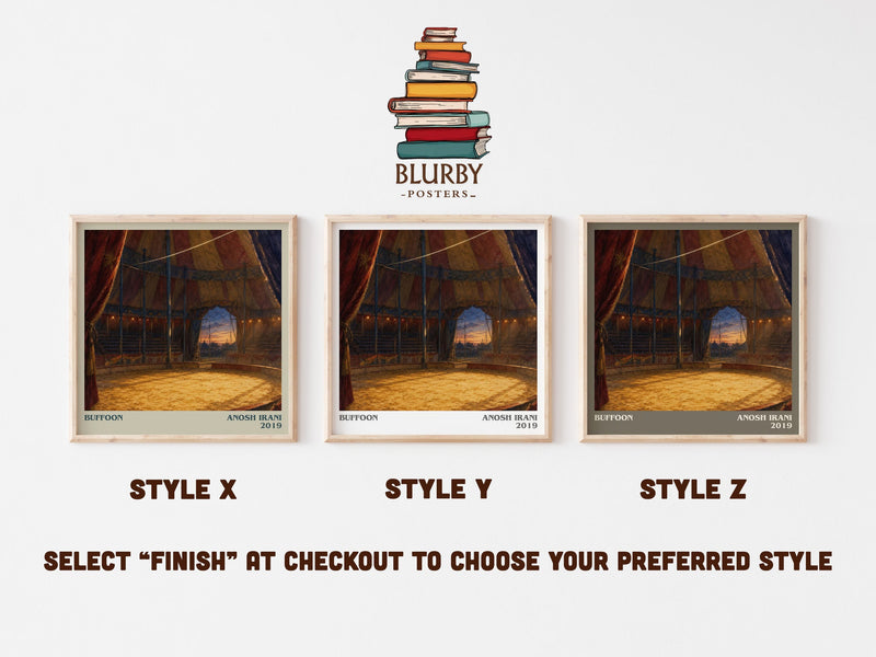 Buffoon literary print in frame leaning in hallway – literary fiction wall art