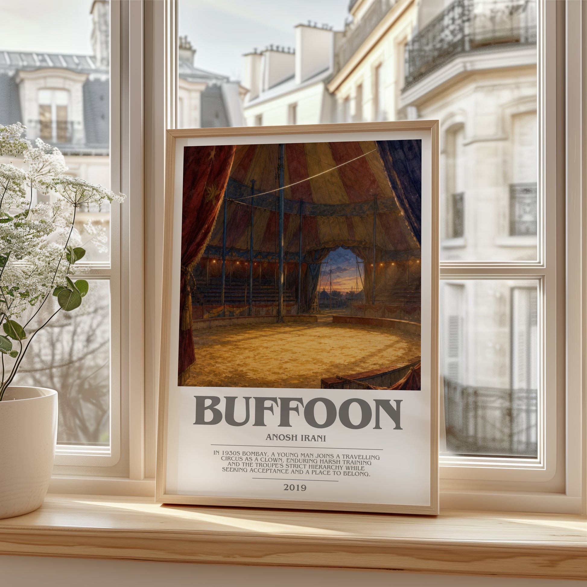 Buffoon bookish poster colour and style options – Anosh Irani book art