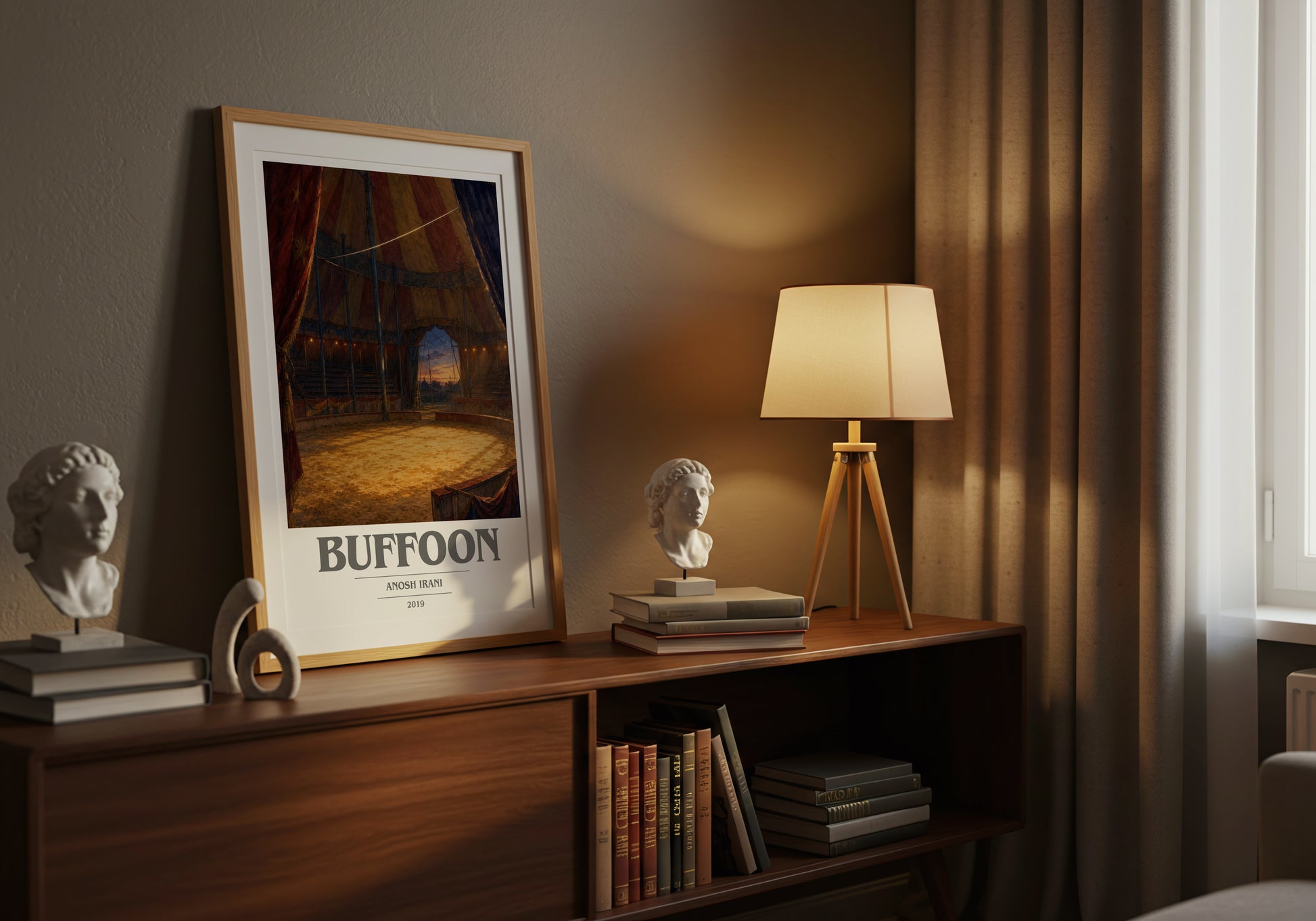 Buffoon book cover book poster framed on wall – literary fiction wall art