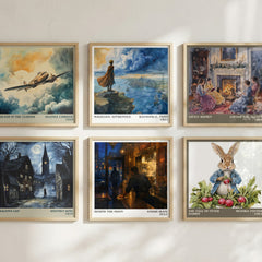 Behind The Moon literary print in frame leaning in hallway – contemporary fiction wall art