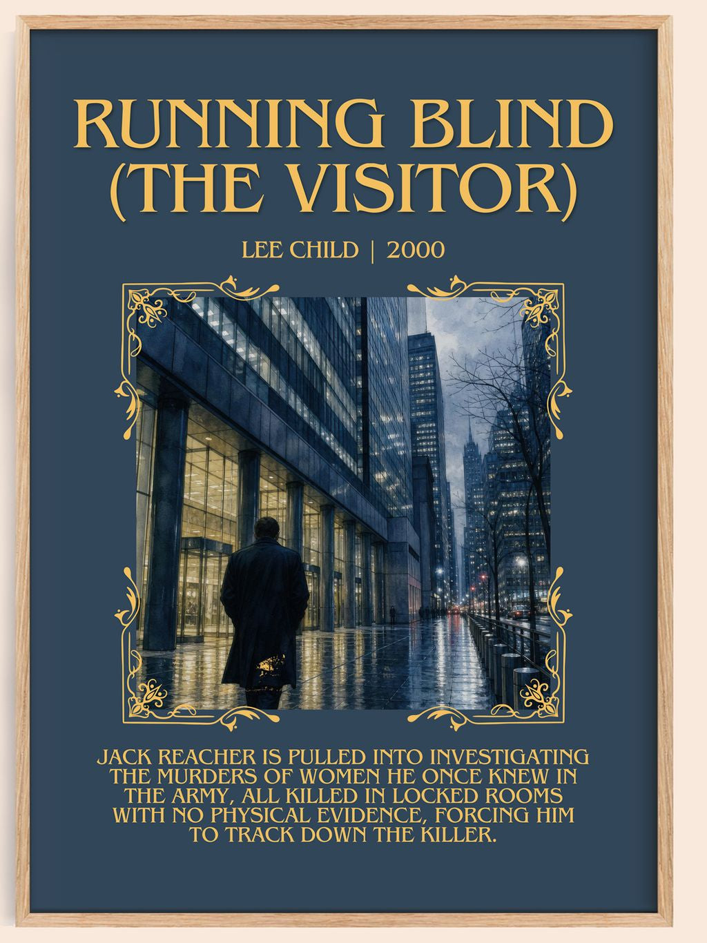 Running Blind (The Visitor) Minimalist Book Poster by Lee Child – book poster